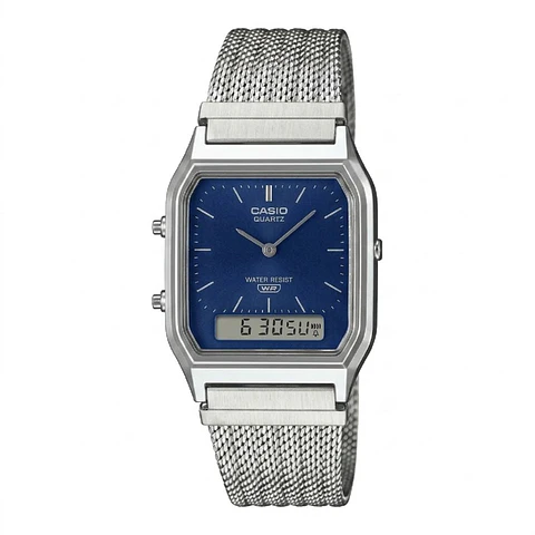 Reloj Digital - Analogo Casio AQ-230EGG-3ADF Para Hombre en Acero Color Plateado