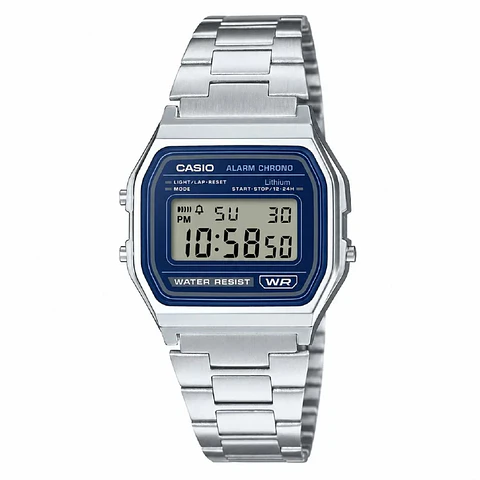 Reloj Digital Casio A158WEA-2DF Unisex en Acero Color Plateado