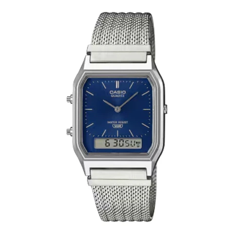 Reloj Digital - Analogo Casio AQ-230EM-2ADF Para Hombre en Acero Color Plateado