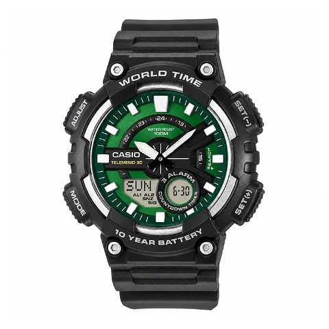 Reloj Digital - Analogo Casio AEQ-110W-3A2VDF Para Hombre en Resina Color Negro
