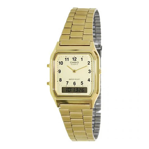 Reloj Digital - Analogo Casio AQ_230GA_9B Para Hombre en Acero Color Dorado