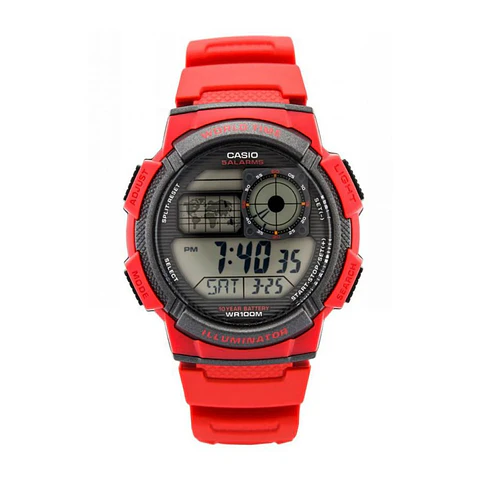 Reloj Digital Casio AE_1000W_4AV Para Hombre en Resina Color Rojo