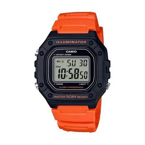 Reloj Digital Casio W_218H_4B2V Unisex en Resina Color Naranja