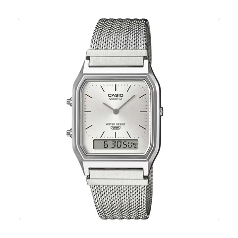 Reloj Digital - Analogo Casio AQ-230EM-7ADF Para Hombre en Acero Color Plateado
