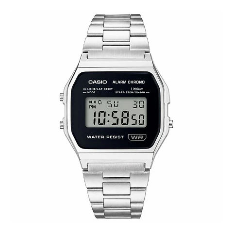 Reloj Digital Casio A158WEA-1DF Unisex en Acero Color Plateado