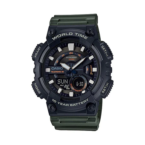 Reloj Digital - Analogo Casio AEQ110W-3AV Para Hombre en Resina Color Negro