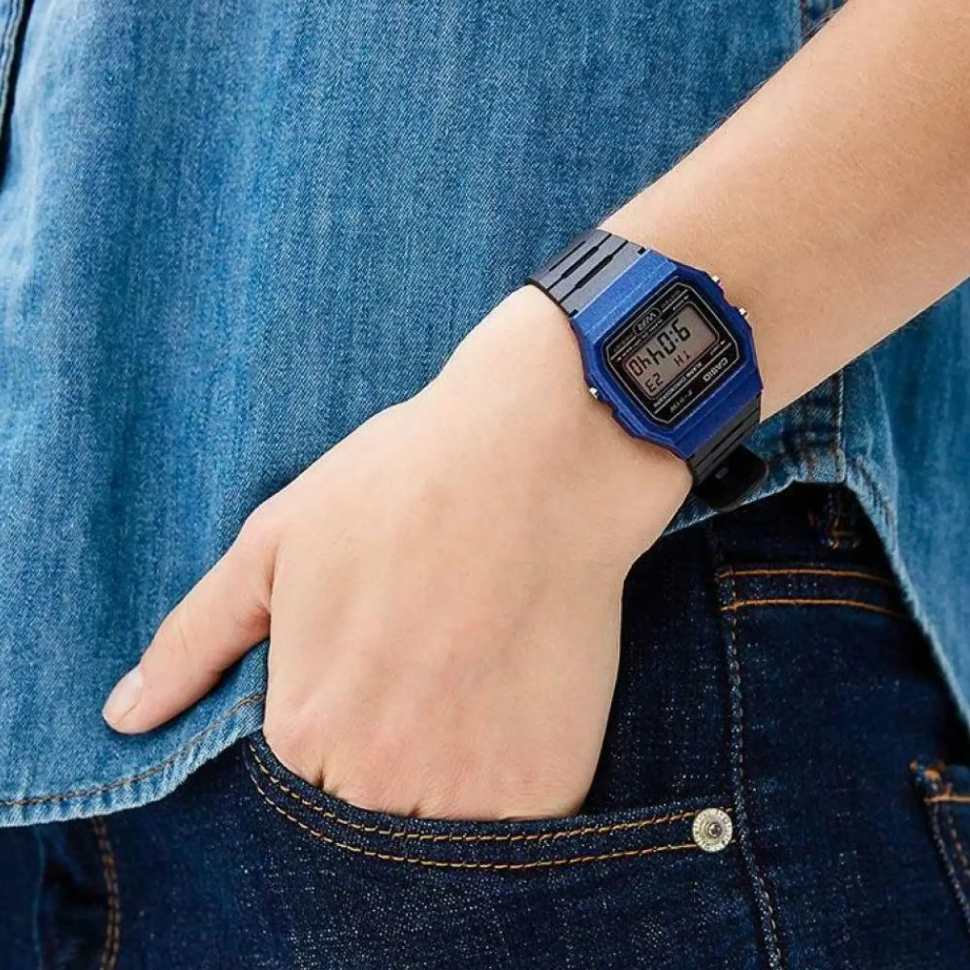 Reloj Digital Casio F_91WM_2A Para Hombre en Acero Color Azul 6