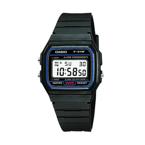 Reloj Digital Casio F_91W_1DG Para Mujer en Resina color Negro