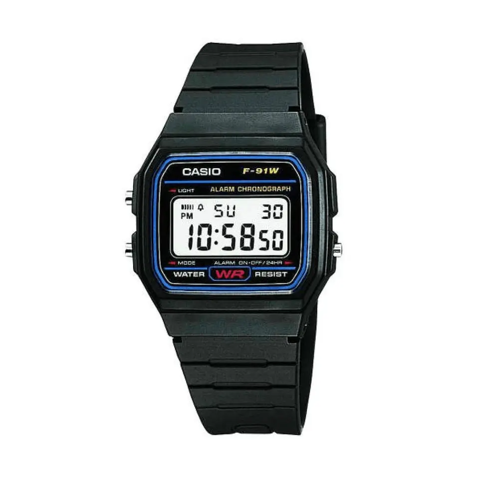 Reloj Digital Casio F_91W_1DG Para Mujer en Resina color Negro 1