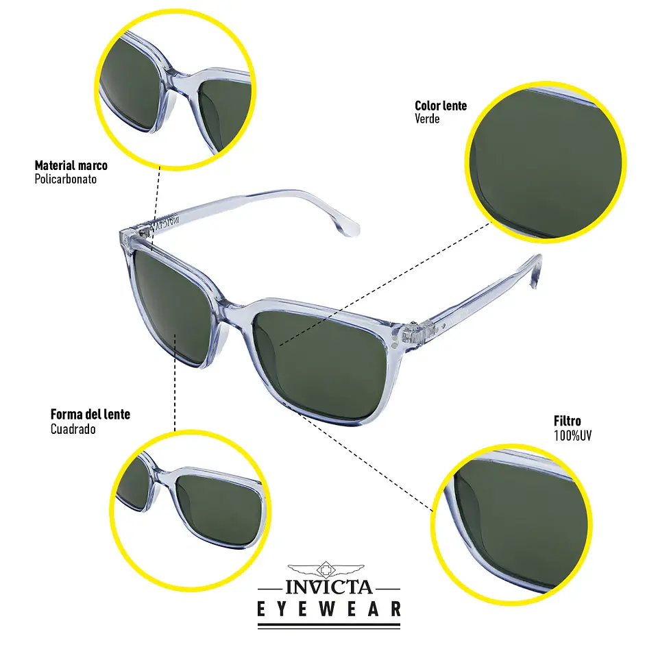 Gafas de Sol INVICTA Angel I40031-ANG-T06-P05 Verde Unisex Talla 50mm 5