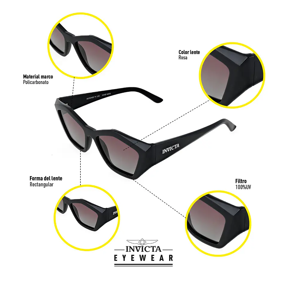 Gafas de Sol INVICTA Wildflower I31944-WIL-01-G07 Negro Unisex Talla 53mm 5
