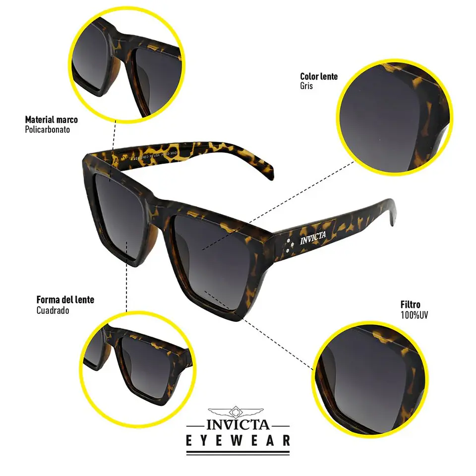 Gafas de Sol INVICTA Wildflower I37277-WIL-40-G03 Marron Tortuga Unisex Talla 53mm 4