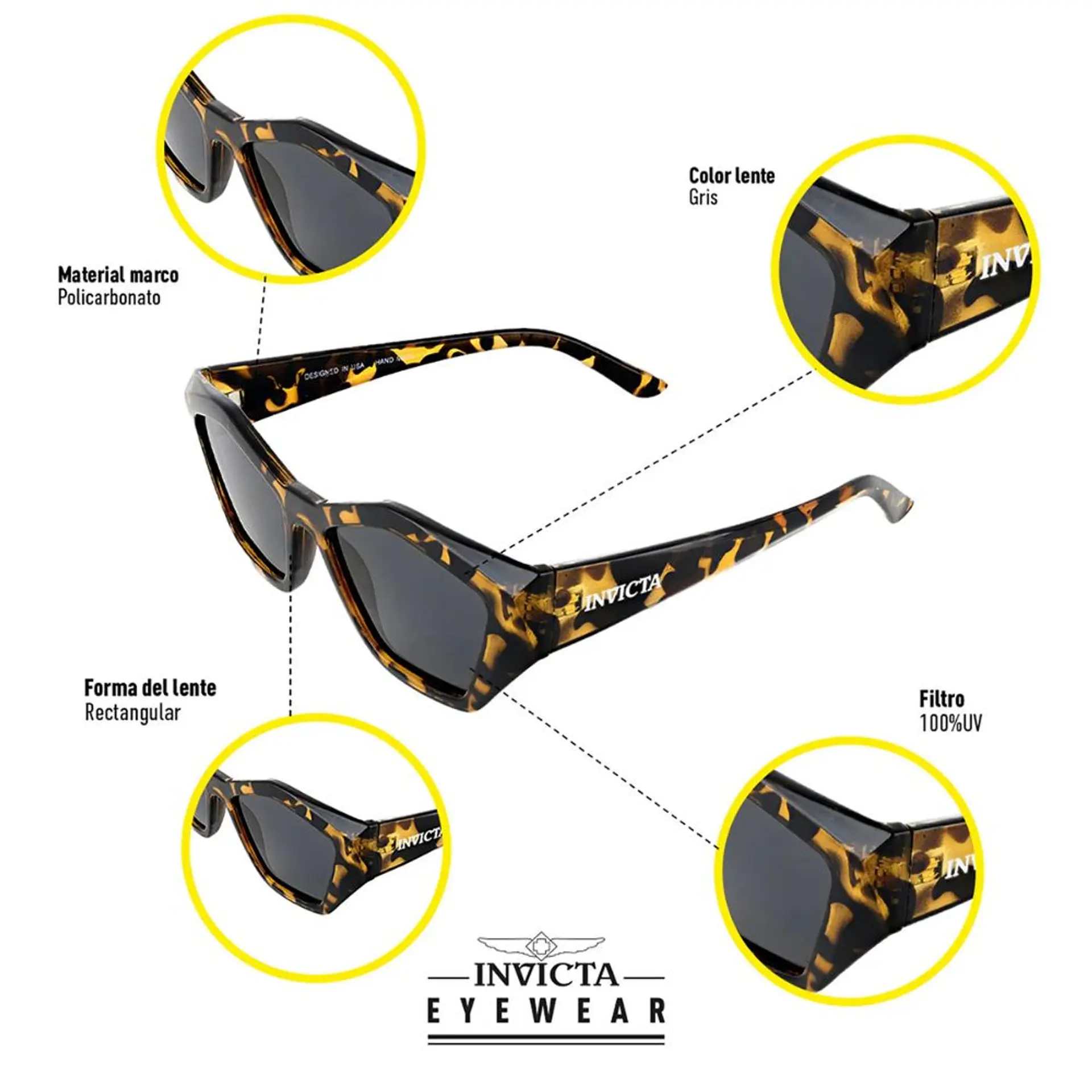 Gafas de Sol INVICTA Wildflower I31944-WIL-40-P03 Marron Tortuga Unisex Talla 53mm 5