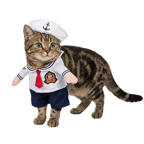 Disfraz Marinero para Perro y Gato Halloween Azul y Blanco Talla M