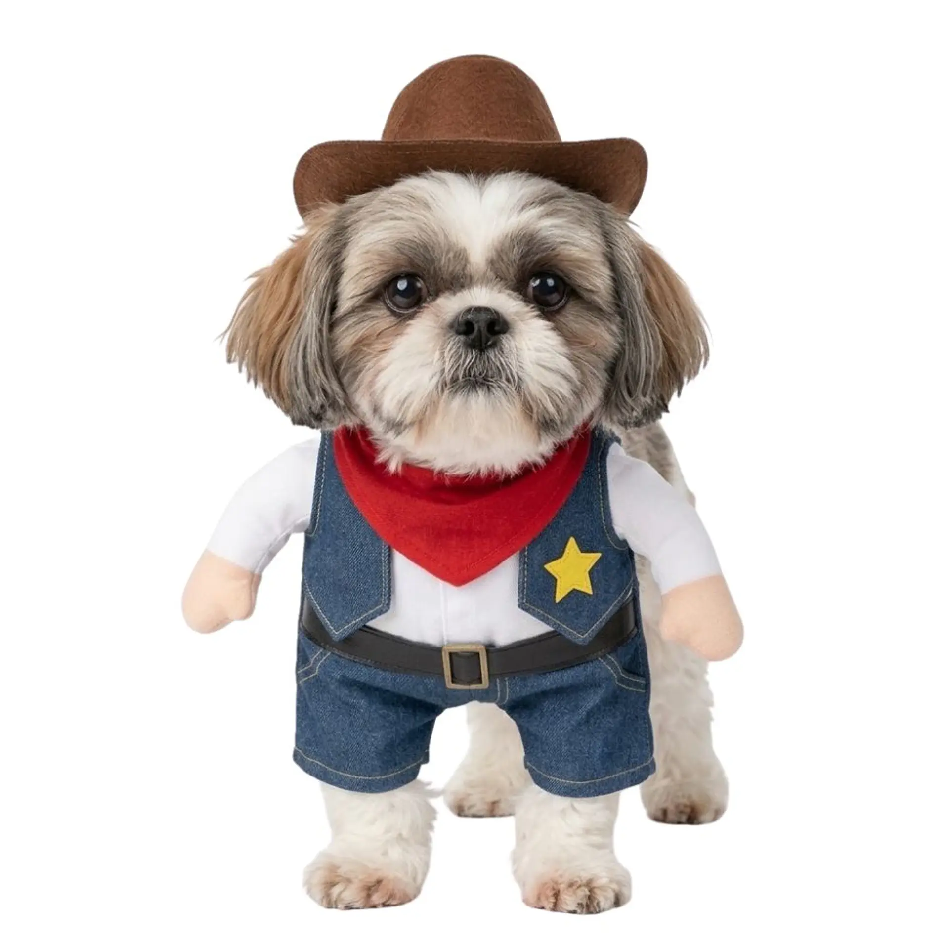 Disfraz Vaquero Cowboy para Perro y Gato Halloween Azul y Blanco Talla M 4