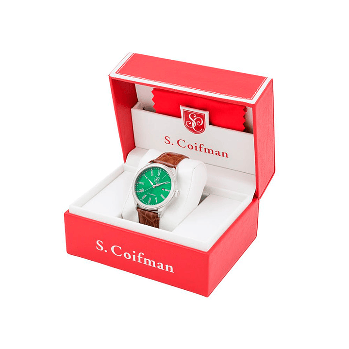 Reloj Analogo S. Coifman Original SC0559 Hombre Correa de Cuero Marrón-Verde 6