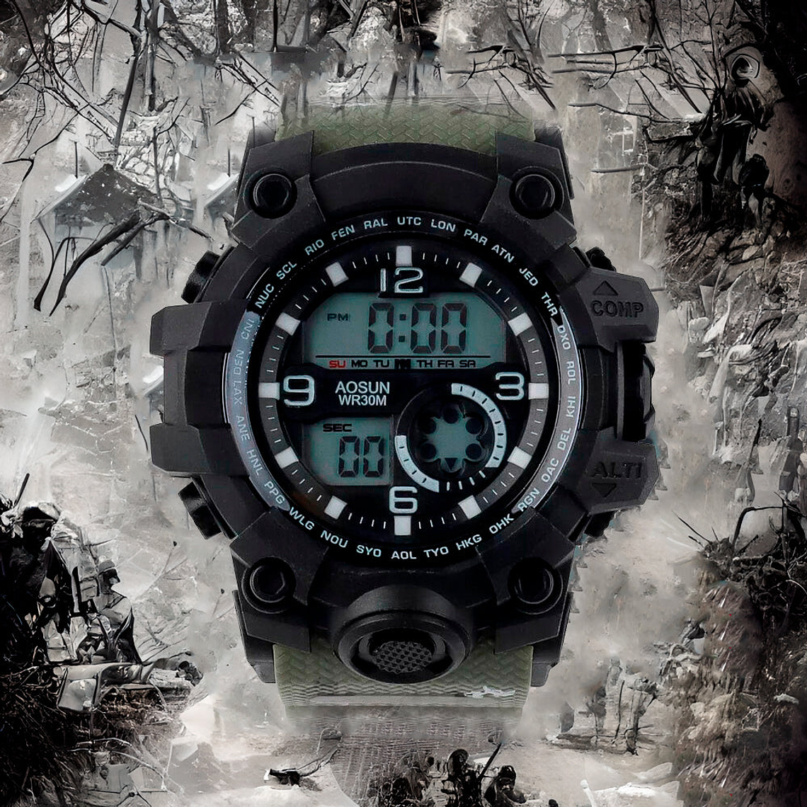 Reloj Digital Invicta AC435-004 X Digitex Color Negro y Verde Para Hombre 6