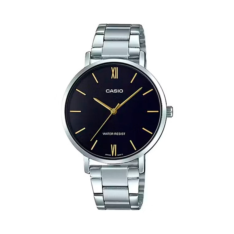 Reloj Análogo Casio Original LTP-VT01D-1B Unisex Color Plateado y Negro 1