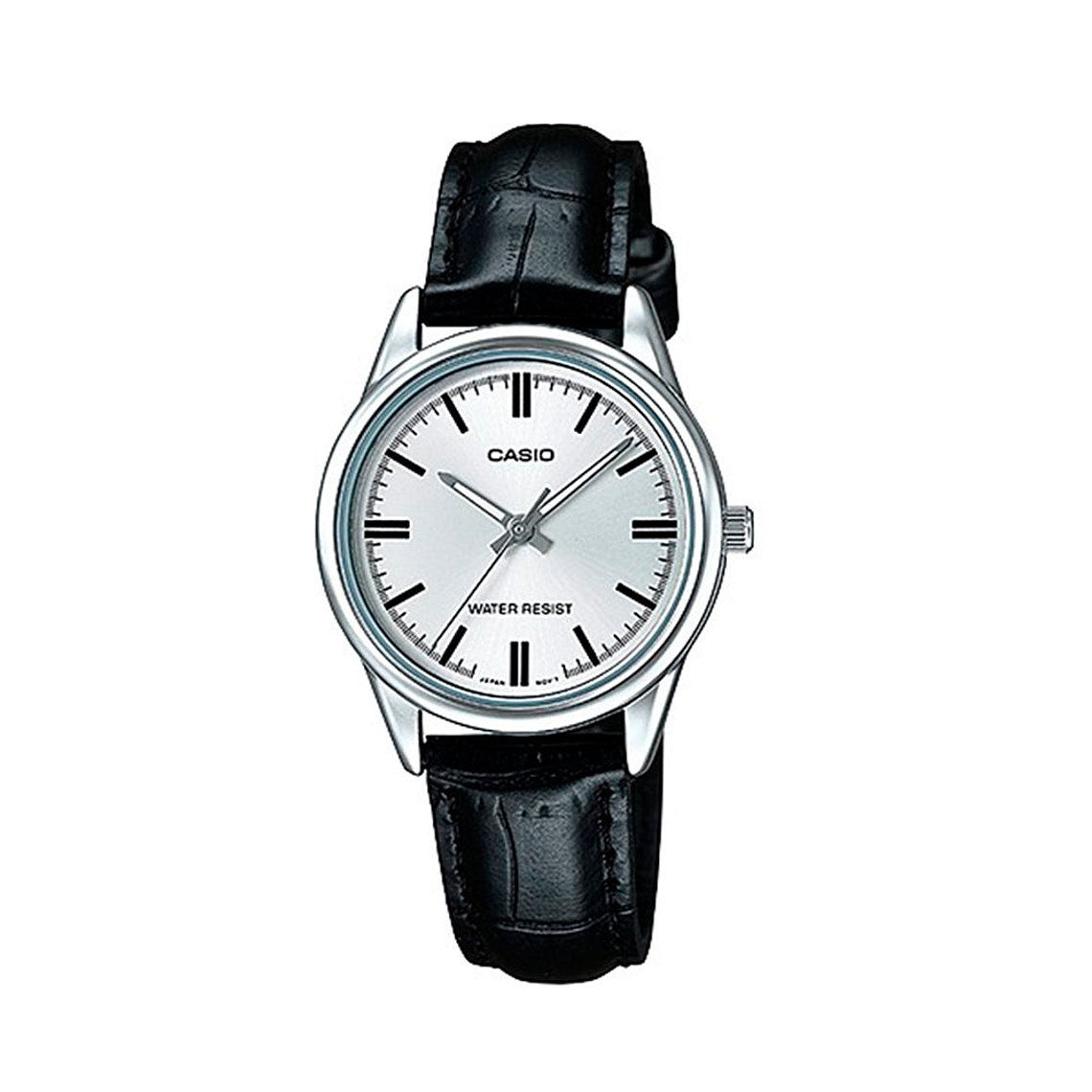 Reloj Anaologo Casio Original LTP-V005L-7A para Mujer en Acero Fondo Blanco y Correa Negra 1