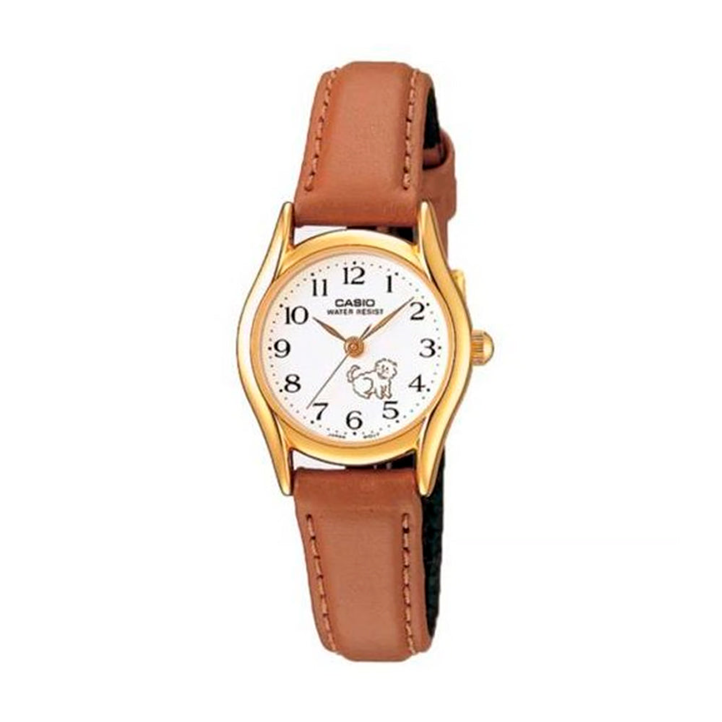 Reloj Analogo Casio Original LTP-1094Q-7B7 para Mujer en Acero Dorado y Correa Marron Claro 1