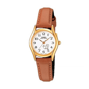 Reloj Analogo Casio Original LTP-1094Q-7B7 para Mujer en Acero Dorado y Correa Marron Claro