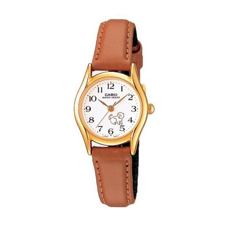 Reloj Analogo Casio Original LTP-1094Q-7B7 para Mujer en Acero Dorado y Correa Marron Claro 1