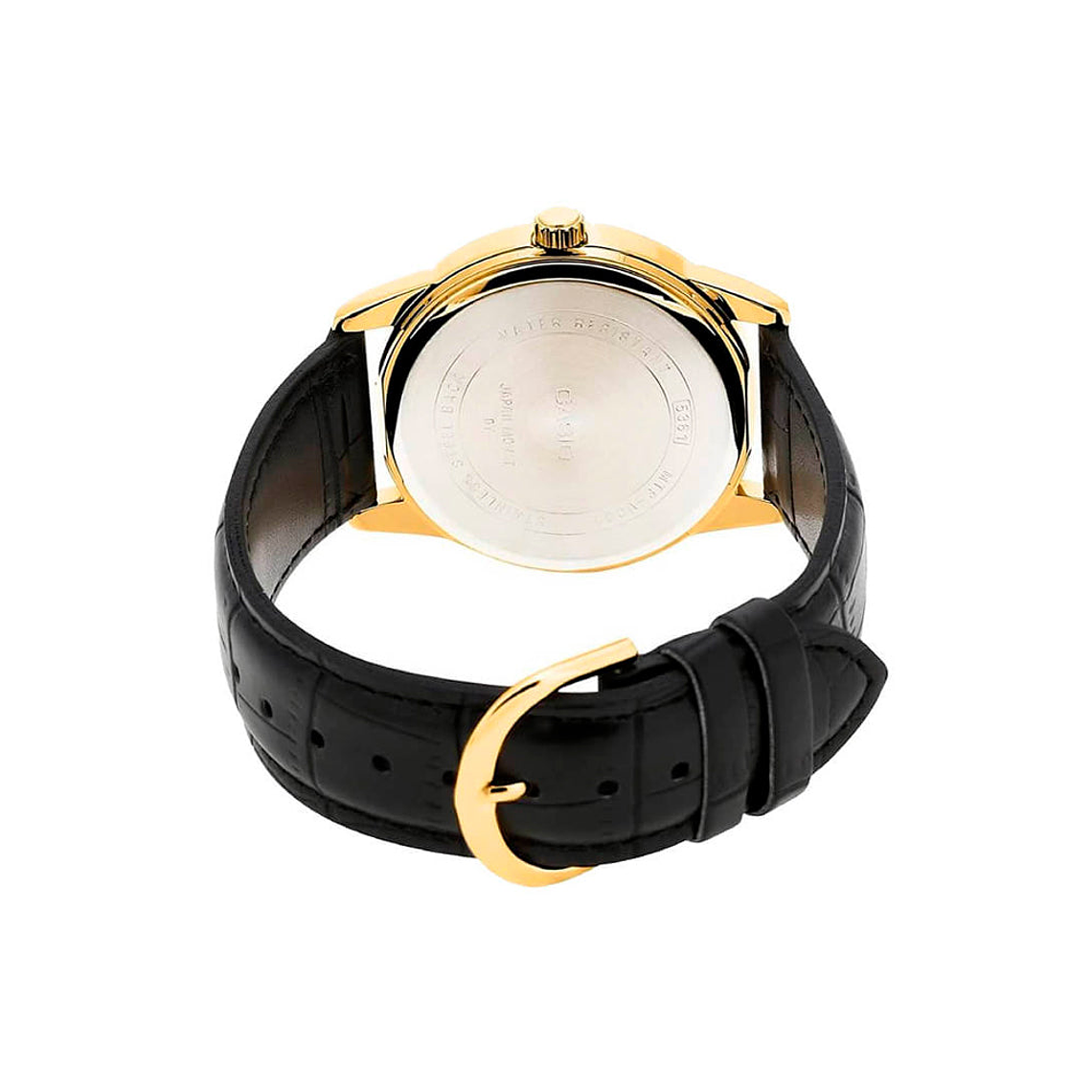 Reloj Análogo Casio MTP-V001GL-7B para Hombre en Acero Dorado en Correa Cuero Negro 2