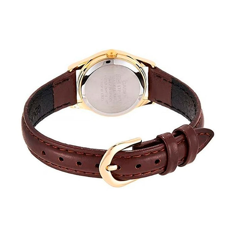Reloj Analogo Casio Original LTP-1094Q-7B6 para Mujer en Acero Dorado Correa Cuero Marron 2
