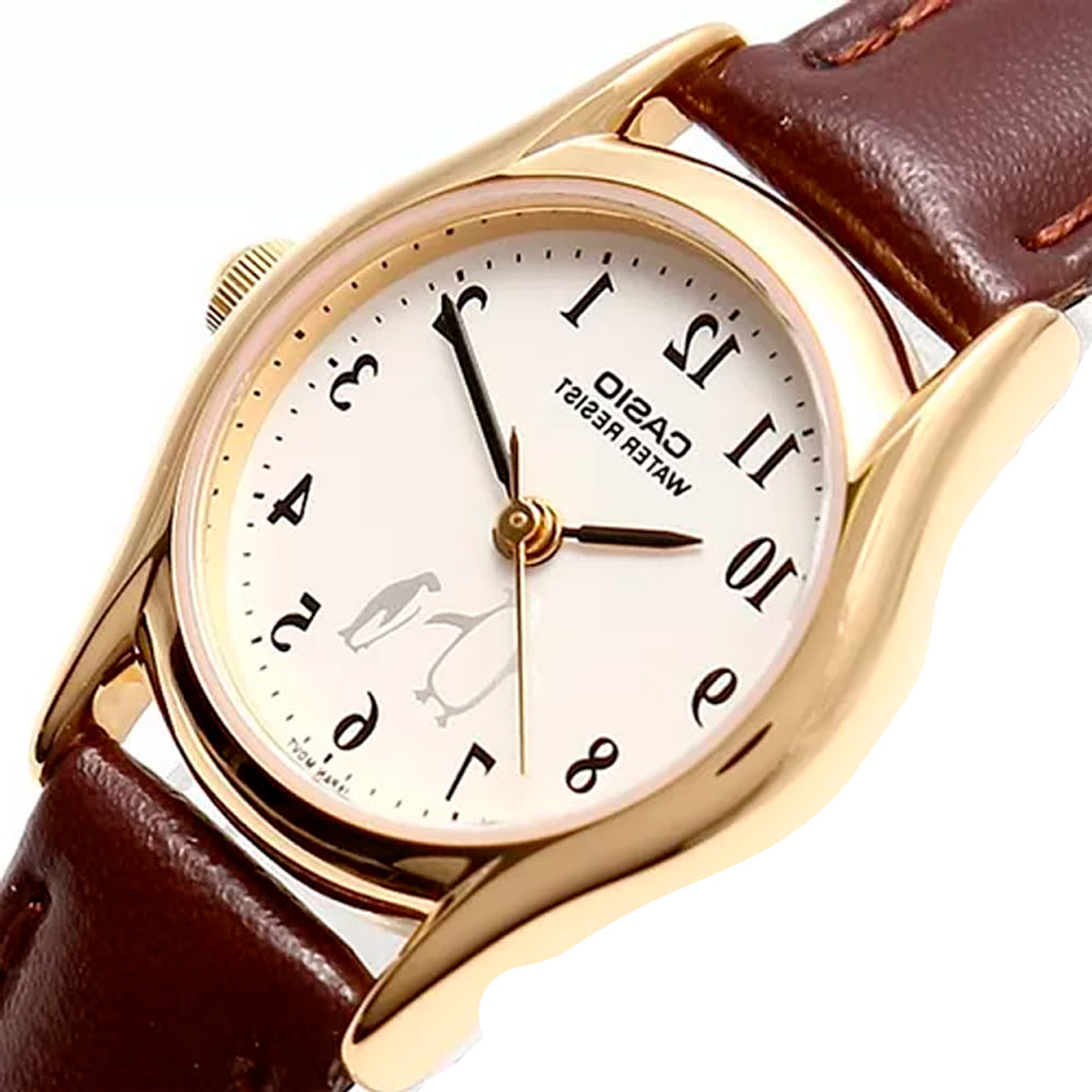 Reloj Analogo Casio Original LTP-1094Q-7B6 para Mujer en Acero Dorado Correa Cuero Marron 3