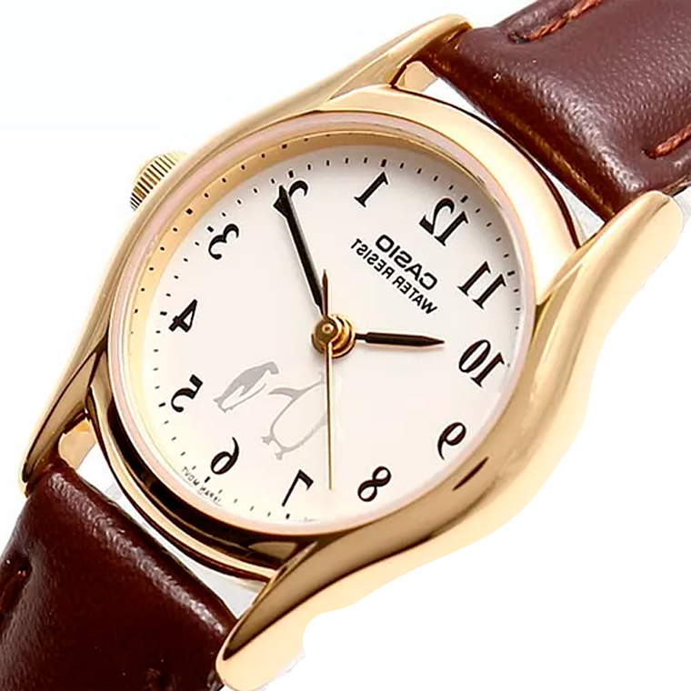 Reloj Analogo Casio Original LTP-1094Q-7B6 para Mujer en Acero Dorado Correa Cuero Marron 3