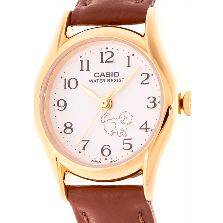 Reloj Analogo Casio Original LTP-1094Q-7B7 para Mujer en Acero Dorado y Correa Marron Claro 3