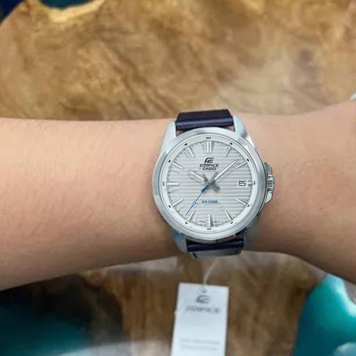 Reloj Análogo Casio Original EFV-140L-7AV para Hombre Correa de Cuero Azul 5