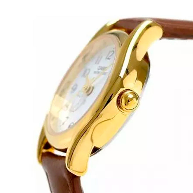 Reloj Analogo Casio Original LTP-1094Q-7B7 para Mujer en Acero Dorado y Correa Marron Claro 4