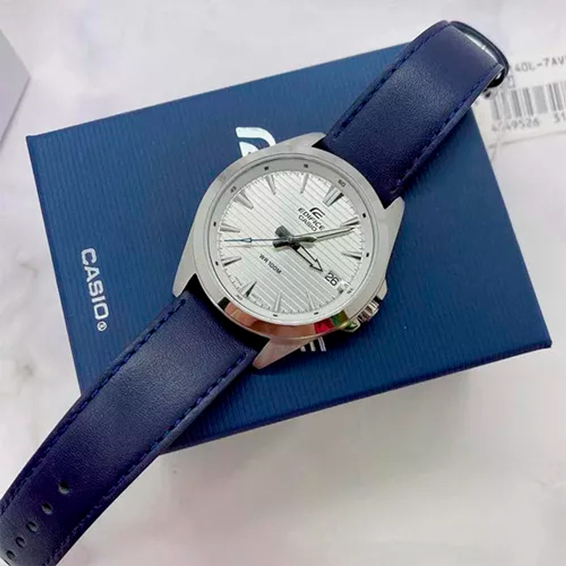 Reloj Análogo Casio Original EFV-140L-7AV para Hombre Correa de Cuero Azul 6
