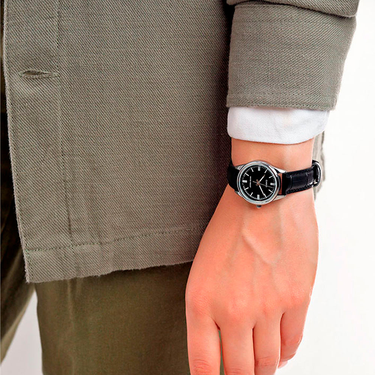 Reloj Analogo Casio Original LTP-V005L-1A para Mujer en Acero y Correa de Cuero Negro 6