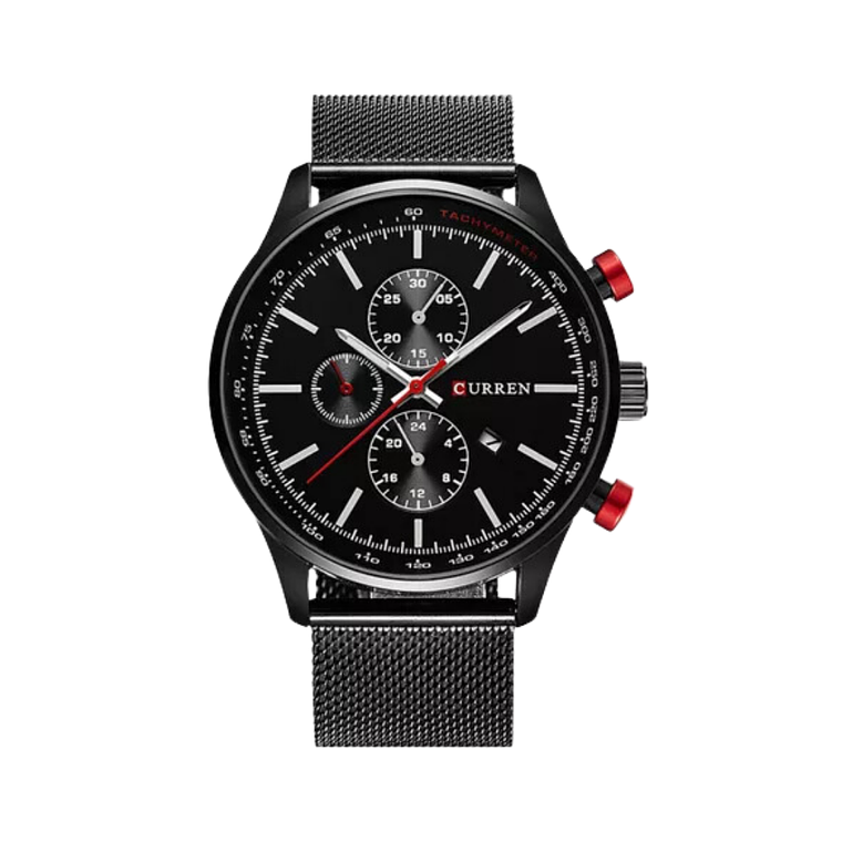 Reloj Análogo Curren Original KREa7801GA para Hombre Acero Color Negro y Rojo 1