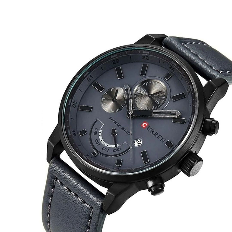 Reloj Análogo Curren Original KREa9401010101 para Hombre Cuero Color Plomo 2