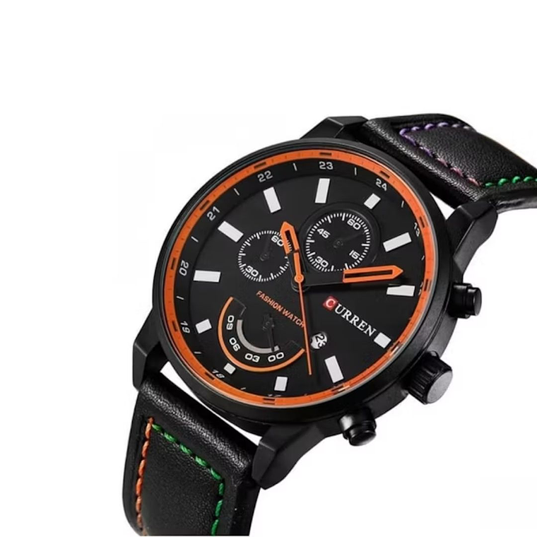 Reloj Análogo Curren Original KREa9401230101 para Hombre Cuero Color Negro 2
