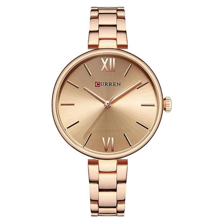 Reloj Análogo Curren Original KREb7120 para Mujer Acero Color Oro Rosa 1