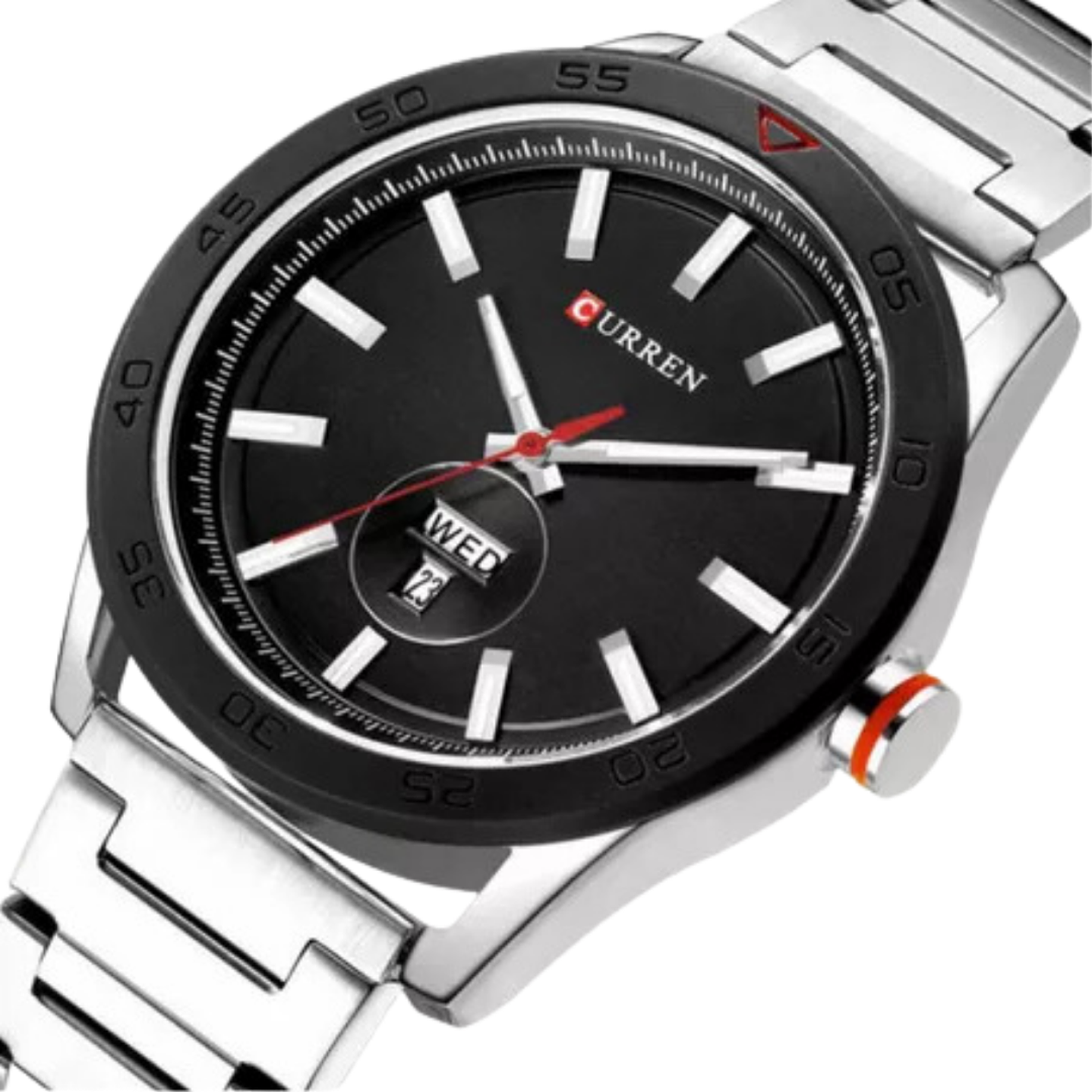 Reloj Análogo Curren Original KREc4919 para Hombre Acero Color Plata y Negro 2