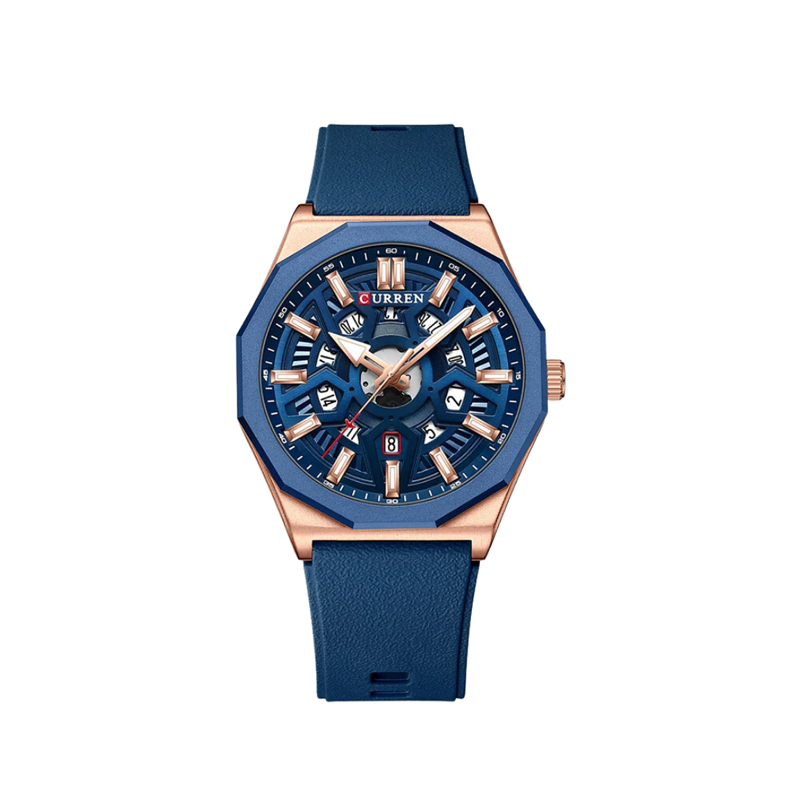 Reloj Análogo Curren Original Deportivo KREd8504 para Hombre Acero Azul y Dorado 1