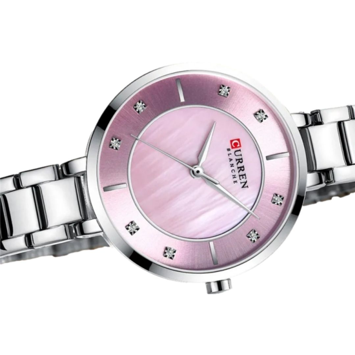 Reloj Análogo Curren Original KREc6119 para Mujer Acero Color Plateado 3