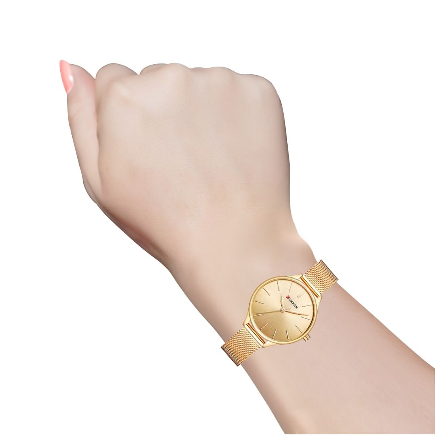 Reloj Análogo Curren Original KREb7318 para Mujer Acero Color Dorado 4