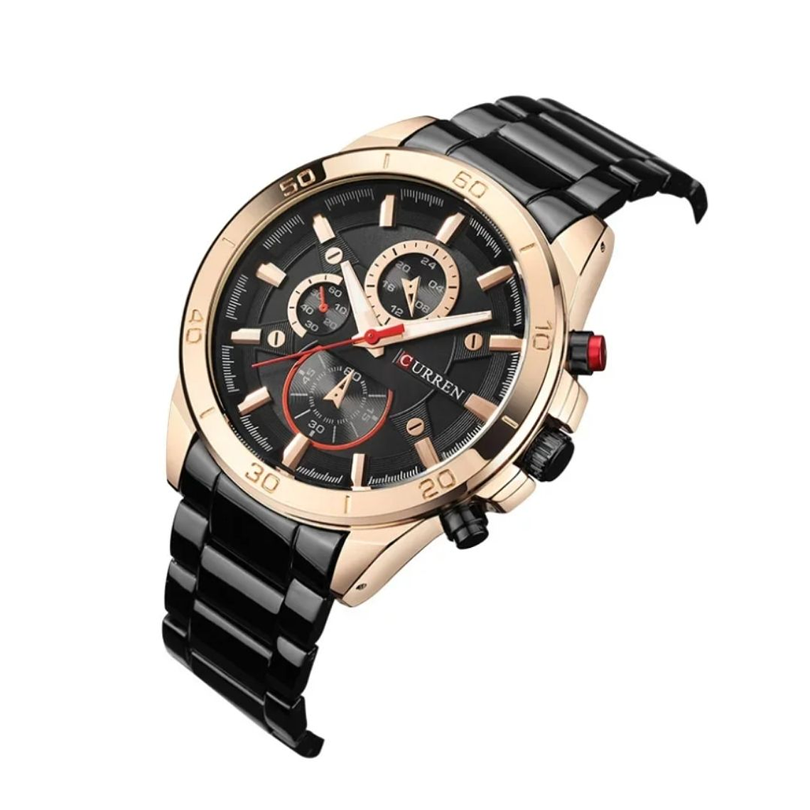 Reloj Análogo Curren Original KREb562001para Hombre Acero Color Negro-Oro Rosa 2