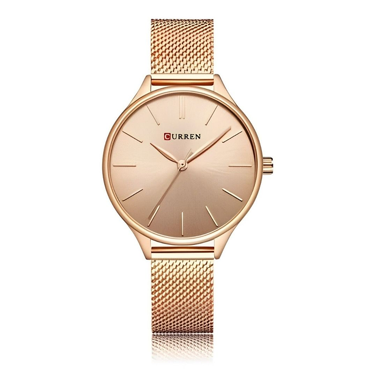 Reloj Análogo Curren Original KREb7320 para Mujer Acero Color Oro Rosa 1