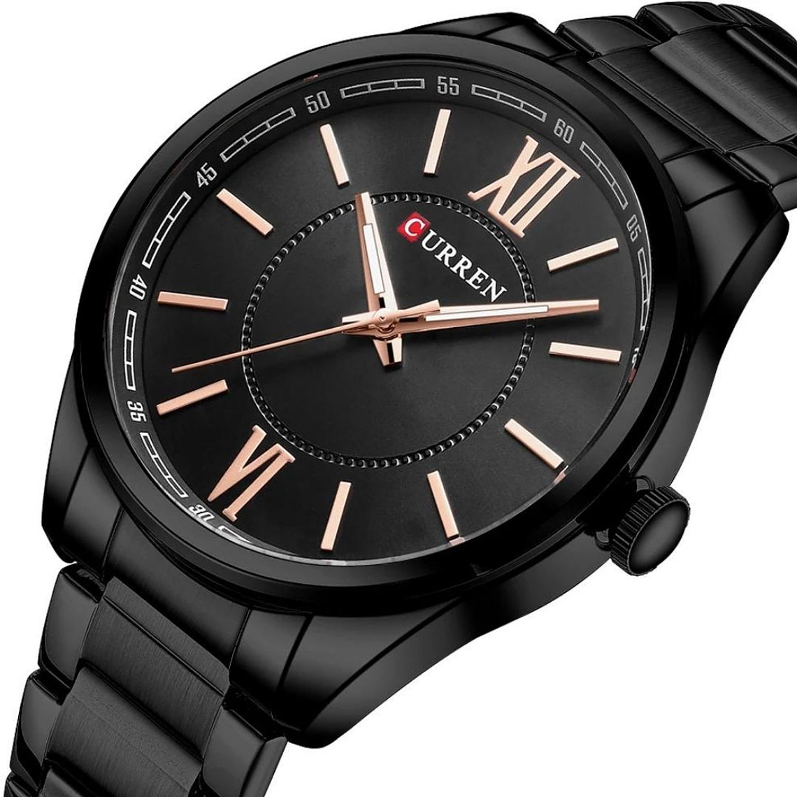 Reloj Análogo Curren Original KREd630101 para Hombre Acero Color Negro 2
