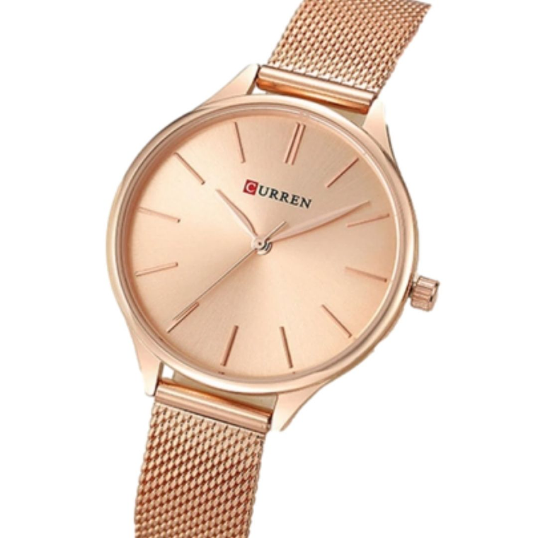 Reloj Análogo Curren Original KREb7320 para Mujer Acero Color Oro Rosa 2