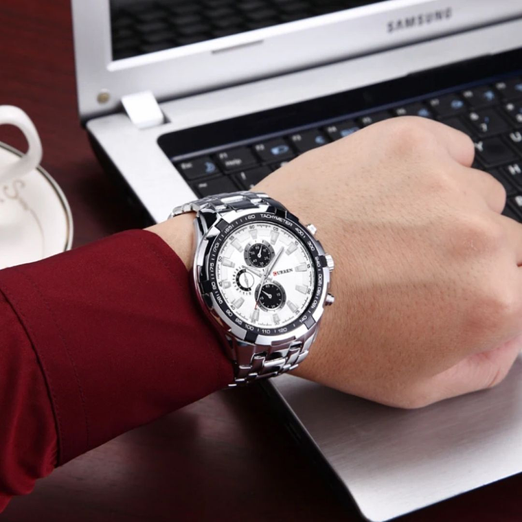 Reloj Análogo Curren Original KRE021902 para Hombre Acero Color Plateado 4