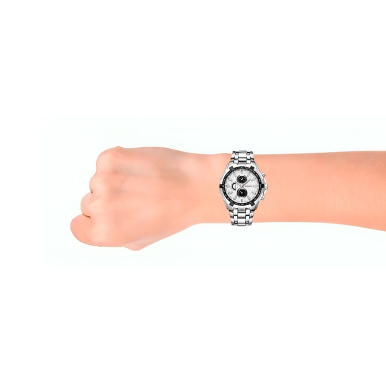 Reloj Análogo Curren Original KRE021902 para Hombre Acero Color Plateado 5