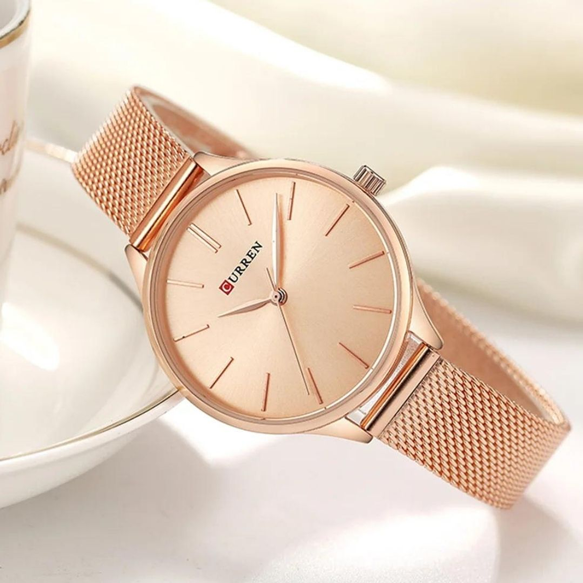 Reloj Análogo Curren Original KREb7320 para Mujer Acero Color Oro Rosa 5